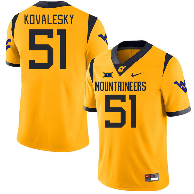 #51 Raymond Kovalesky West Virginia Mountaineers College 2024 New Uniforms Football Jerseys Stitched Sale-Gold